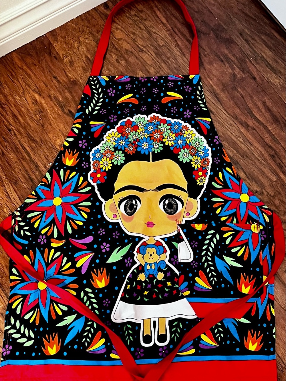 Brand new Frida-Inspired Floral Apron Dress - Black & Multicolor